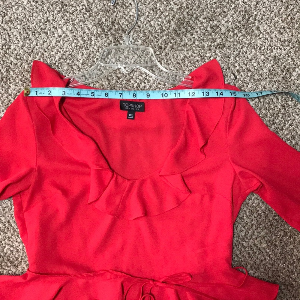 Topshop Red Ruffle Blouse - Picture 3 of 5